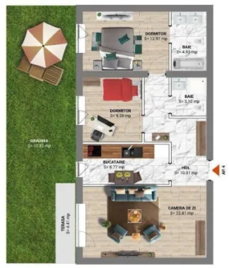 Apartament nou, 3 camere, complex rezidential Greenfield, sector 1