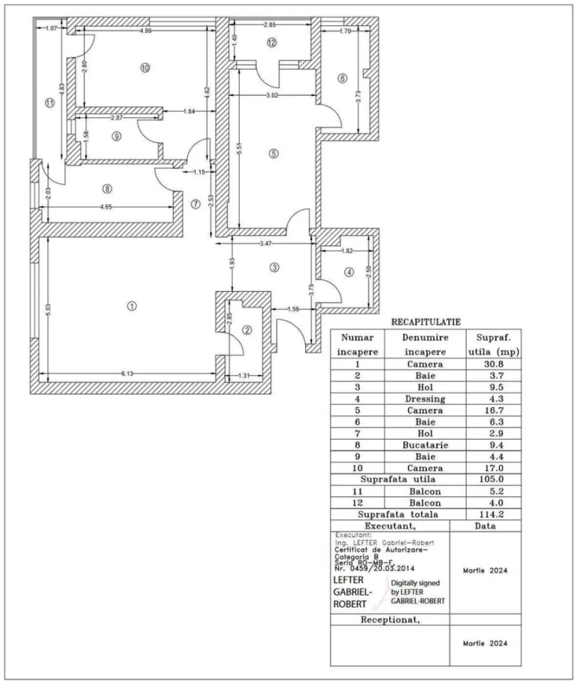 Apt 3 camere, 114.2 mp, bl. 2012, zona Oraselul Copiilor - Tineretului