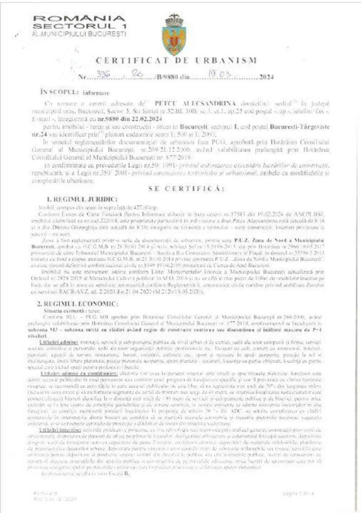Proprietate/Teren de Vanzare- Bucuresti Sector 1- Bucuresti Targoviste 24