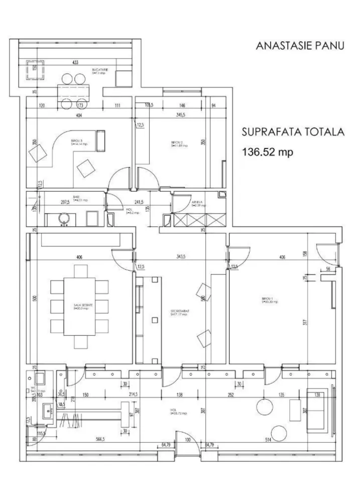 Vanzare spatiu birouri 137mp, parter, intrare stradala, Anastasie Panu