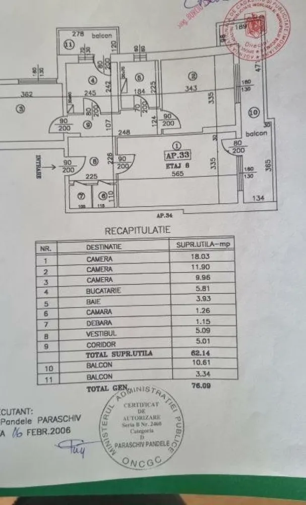 Apartament 3 camere, Clucerului