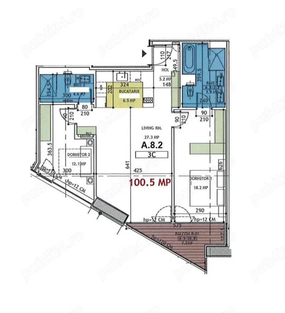 One Verdi Park 3 camere LUX - Apartament spatios si modern cu 3 camere, situat la etajul 8 al cladirii exclusiviste One Verdi Park. Cu o suprafata totala de 100,5 mp, acest apartament este ideal pentru cei care cauta confort si un stil de viata premium in inima Bucurestiului. Detalii Apartament: Suprafata totala construita: 100,5 mp Dormitor principal: 18,2 mp - spatios si luminos, perfect pentru relaxare. Dormitor secundar: 12,1 mp - ideal ca dormitor pentru oaspeti sau camera pentru copii. Living Room: 27,3 mp - deschis, cu spatiu generos pentru petrecerea timpului in familie sau cu prietenii. Bucatarie: 6,5 mp - complet utilata si moderna. Bai: 2 bai (4,6 mp si 7,9 mp) - amenajate elegant si echipate cu obiecte sanitare de inalta calitate. Hol: 5,2 mp Balcon: 7,2 mp - oferind o vedere superba asupra orasului si spatiu pentru relaxare. Pret nemobilat: 395.000 euro + tva Pret loc parcare subsol -2 : 29.500 +tva Pret mobilier: 35.000 +tva Despre Cladire - One Verdi Park: One Verdi Park este o cladire moderna, cu design arhitectural deosebit, oferind facilitati de top, printre care: Securitate 24 7 si supraveghere video Acces controlat si parcare subterana Lifturi de ultima generatie Spatii verzi si zone de relaxare Sala de fitness si spa Locuri de parcare disponibile Localizare si Vecinatate: Situat in zona Floreasca, One Verdi Park ofera acces rapid la tot ce inseamna confort urban: Magazine si Supermarketuri: Carrefour, Mega Image, Lidl, in proximitate. Restaurante si Cafenele: Zona ofera o varietate de optiuni culinare, de la restaurante elegante pana la cafenele si bistrouri moderne. Parcuri si Zone Verzi: Parcul Verdi si Parcul Floreasca sunt la o distanta mica, oferind spatii pentru plimbari si activitati in aer liber. Centru de Afaceri si Cladiri de Birouri: Zona Pipera si Floreasca Tower sunt aproape, ideale pentru cei care lucreaza in aceasta parte a orasului. Transport Public: Statii de metrou si de autobuz usor accesibile, facilitand deplasarea rapida catre alte zone ale orasului. Acest apartament reprezinta o oportunitate excelenta pentru cei care cauta un spatiu modern, bine compartimentat si situat intr-o zona de prestigiu a Bucurestiului.