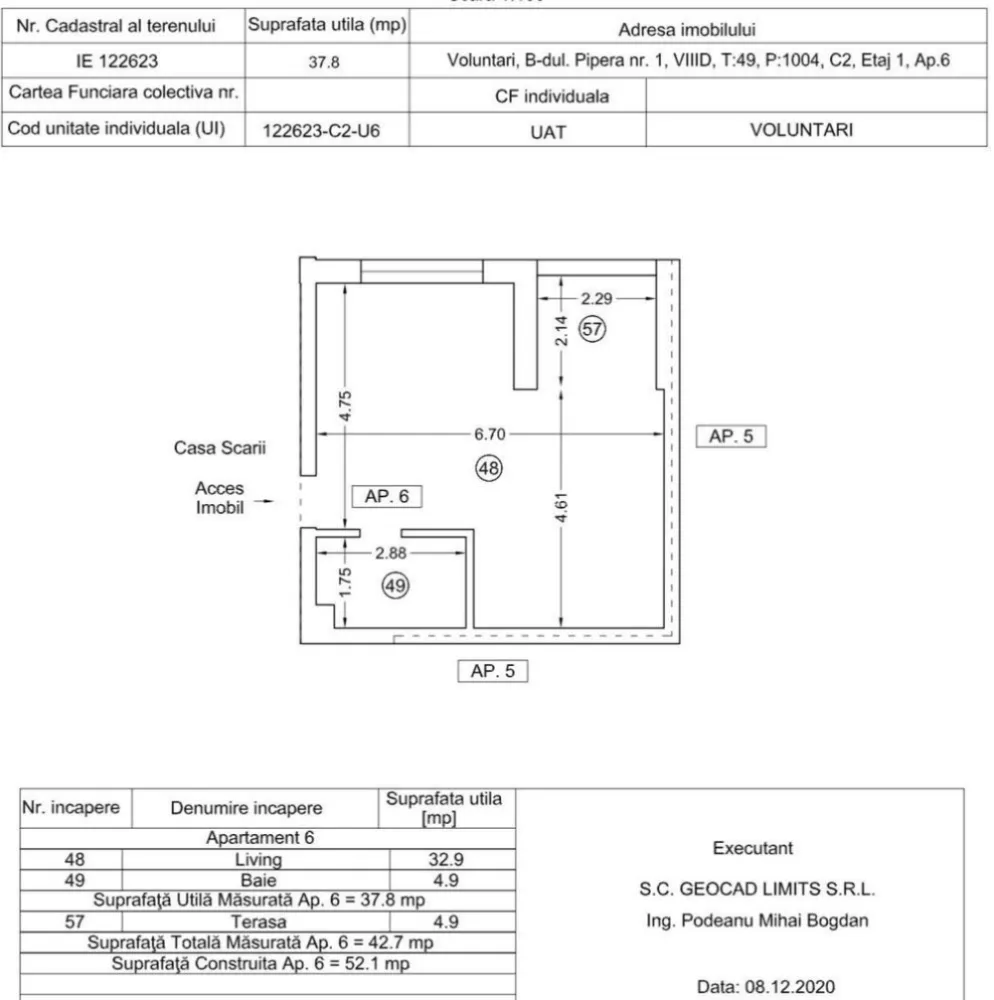 Vand garsoniera 52mp construiti complex BlueBike Porsche Pipera