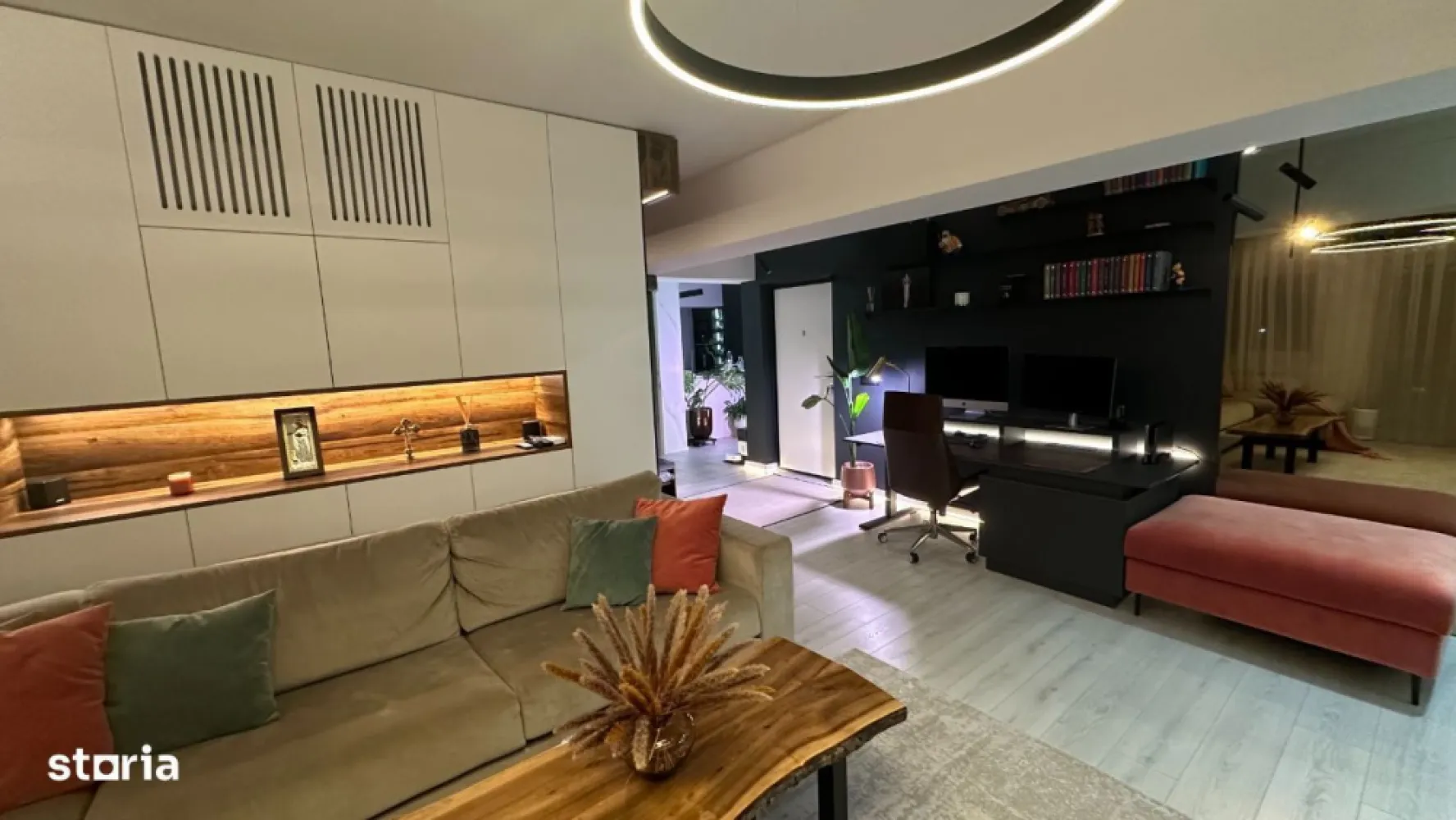 Poze reale | Mutare imediată | Apartament intabulat PREMIUM | 110 mp - PF ofer spre vânzare  Apartamentul este situat într-un complex rezidențial nou din zona Tătărași, cu acces rapid către supermarket, stație de transport public (aceasta aflându-se chiar în fața complexului), facultăți și zonele de interes (3 minute de Iulius Mall, 5 minute de Palas Mall, 10 minute de Piața Unirii). Intrarea în complex este securizată și beneficiază de sistem supraveghere video. Apartamentul este format prin alipirea a 2 apartamente (2 camere si 1 cameră) + boxă și este recompartimentat astfel: .  Apartamentul se remarcă prin: 2 centrale termice Bosch conectate la un singur termostat Unitate AC Daikin Smart Sistem Smart Home: Benzi led mobilier de la Hafele Oglinzi băi Smart (luminare LED, conexiune Bluetooth, afișaj oră, vreme) Uși exterioare cu izolație fonică, blocatori antiefracție, cu interior din lemn și plăci HDF Parchet clasă trafic Ac4 (trafic intens) Geamuri tripan 4 anotimpuri Plăci ceramice porțelanate și rectificate Senzori detecție fum, gaz, apă Cuptor și cuptor cu microunde Bosch Mașină de spălat rufe Samsung Mașină de spălat vase incorporabilă Beko Vinotecă Dressing spațios Pat dormitor tapițat catifea, cu ladă de depozitare Birou & masă toaletă pentru machiat 2 în 1 Apartamentul se vinde gata mobilat, cu toate cele enumerate mai sus. Nu se solicită perioadă de abitație, viitorul proprietar se poate muta în apartament a doua zi după semnarea actelor.  Contact: George ; Irina
