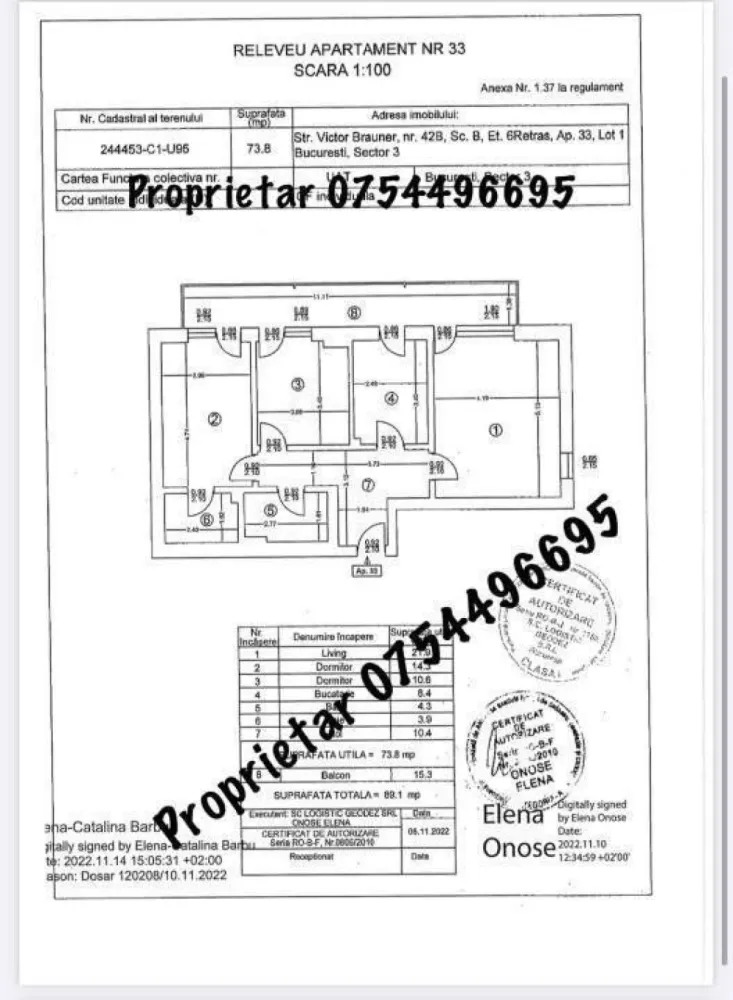 Apartament 3 camere , suprafata 90 mp, Zona Metrou N. Teclu - 155000 euro