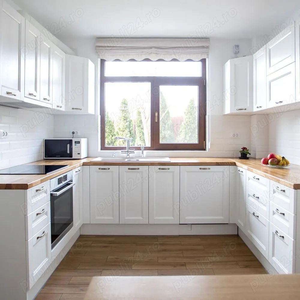 Casa moderna, mobilata, 5 camere, 179 mp utili, 544 mp teren, Galata - Casă modernă în zona Galata, municipiul Iasi, ce imbina un stil mediteranean deschis, luminos dar in acelasi timp scandinav, simplu si practic, cu nuante lemnoase. Proprietar persoana fizica Contact doar prin mesaje WhatsApp, telefon Nu doresc colaborari cu agentii - Suprafata utila 179 mp, suprafata construita 246 mp, teren total 544 mp - Desfasurata pe demisol + parter + etaj + pod - Living si birou la parter, 3 dormitoare la etaj, din care unul matrimonial cu dressing si baie proprie - 3 bai: una la parter, doua la etaj din care una matrimoniala - Gradina amenajata cu spatiu verde cu instalatie automata de irigatie si gazon, pomi. - Terasa pe doua laterale, 2 balcoane: frontal si lateral - Design interior in stil mediteranean, luminos, in culori naturale: alb si lemn, cu bun gust, facut cu un designer profesionist - Bucatarie de designer: facuta la comanda, fetele si blatul din lemn masiv, feronerie Blum, electrocasnice premium Bosch si Siemens. - Incalzire in pardoseala pe ambele etaje, cu termostate ambientale digitale conectate in retea cu centrala - Tamplarie PVC cu geam triplu-stratificat - Mai multe detalii, precum si schitele se pot gasi in poze - Detine cartea constructiei si este avizata de Inspectoratul de Stat in Constructii - Exista poze de pe durata constructiei - Bransament la toate utilitatile: energie electrica, gaze naturale, reteaua de apa si de canalizare a orasului, fibra optica Digi si Orange - Garduri laterale, stalpi din otel cu fundatie inalta din beton armat si scandura dublata, vopsita. - Gard front stradal cu fundatie inalta si stalpi din beton armat, finisat cu tencuiala mozaicata. - Videointerfon inglobat in stalp, portita si poarta din fier forjat. - Portita cu yala electromagnetica si keyless entry, poarta automatizata cu telecomanda. - Doua locuri de parcare (platforma din beton armat) amenajate cu pavaj color. - Alei si trotuare in jurul casei din beton armat cu pavaj color. - Pod izolat, amenajat, finisat, ventilat, jumatate din suprafata are inaltime normala - Finisaje premium: gresie glazurata, parchet lemn masiv triplustratificat - Obiecte sanitare de cea mai buna calitate, montaj suspendat, baterii marca Grohe - Var lavabil alb peste tot - Placaj trepte din lemn masiv, balustrada metalica cu insertie lemn masiv - Usi interioare din lemn stratificat vopsite alb semi-transparent - Semineu cu cos de fum zidit exterior, cu admisie din exterior - Terasa si balcon lateral protejate cu rulou de folie transparenta - Jaluzele exterioare la etaj - Jaluzele storuri romane si draperii interioare la toate geamurile - Bucatarie, dressing, bai, terasa complet mobilate - Dormitoare partial mobilate - Este plasata pe drum secundar, dar aproape de o statie de autobuz, linia 23. - Adresa in Mun. Iasi - Zona linistita, imprejur totul e deja construit, fara santiere, curente sau viitoare