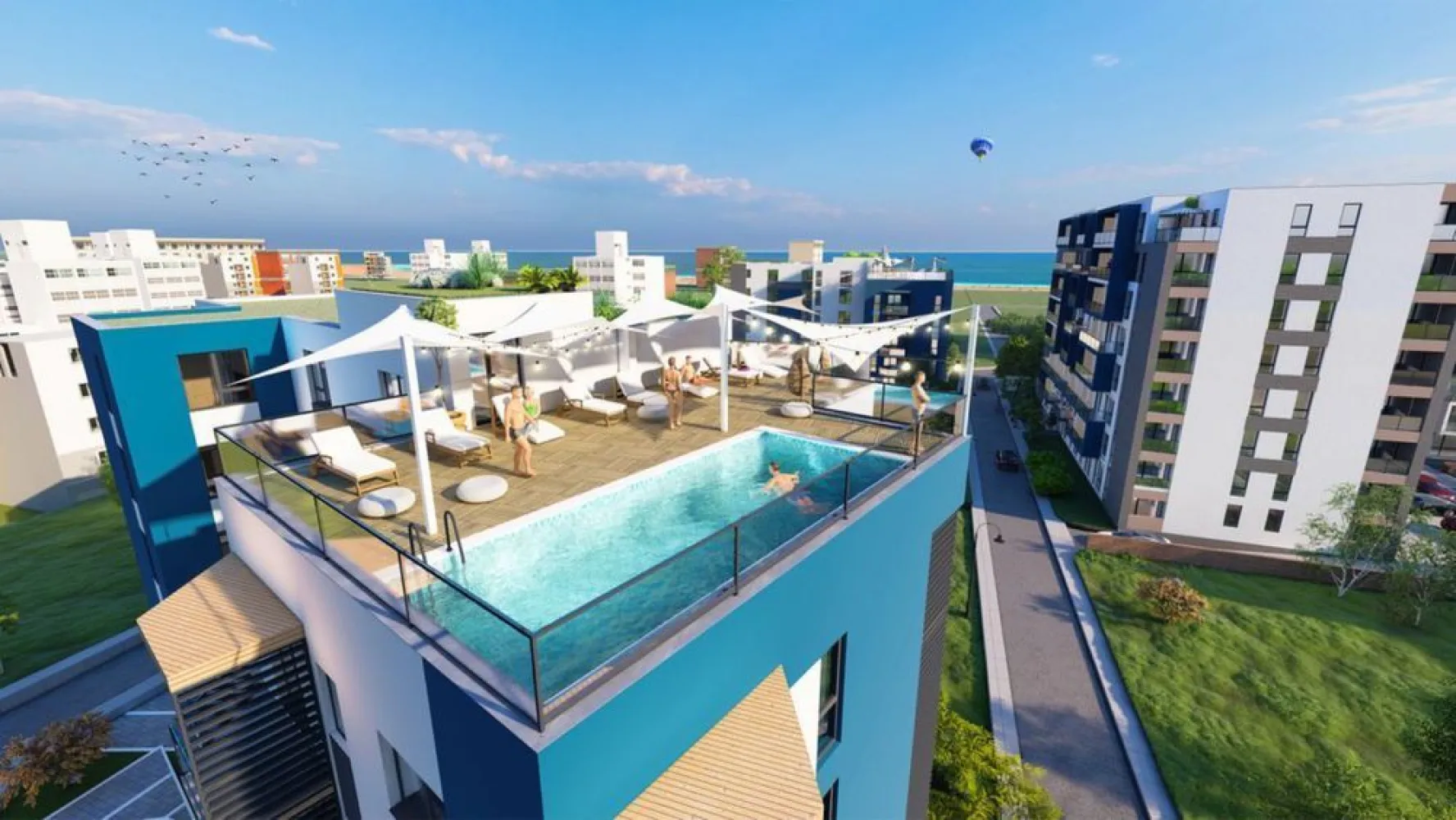Apartament 2 camere-piscina cu pool bar Mamaia Nord
