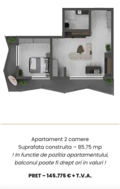 Dezvoltator vinde ap. 2 cam. 64 mp utili Ansamblu rezidential Mamaia Nord