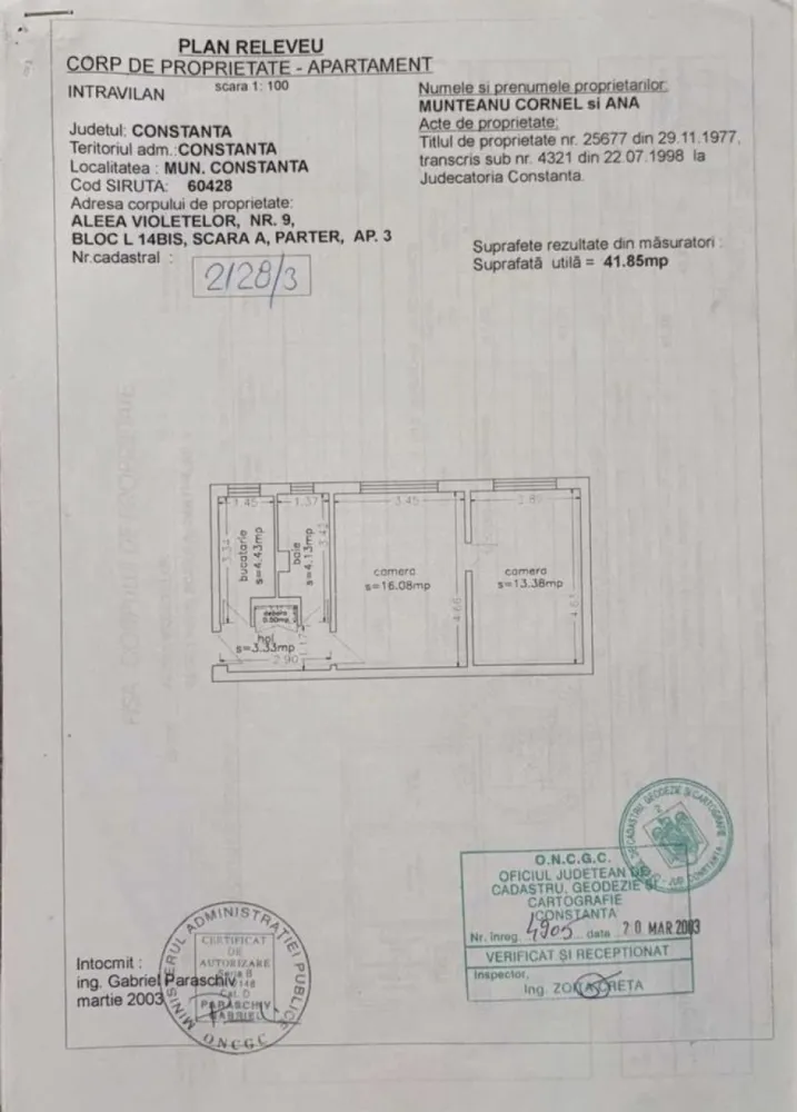 Apartament de vanzare-Casa de Cultura - DIRECT PROPRIETAR Apartament 2 camere nedecomandat Complet utilat Dotat cu centrală termică pe gaze si boxa cu intrare direct din sufragerie (suprafata de 10m2) In zona exista piata, farmacii, scoli, gradinite, supermarketuri, parcuri La doar câțiva pași de stația de autobuz Situat la parterul unui bloc cu 4 etaje Beneficiază de lumină naturală
