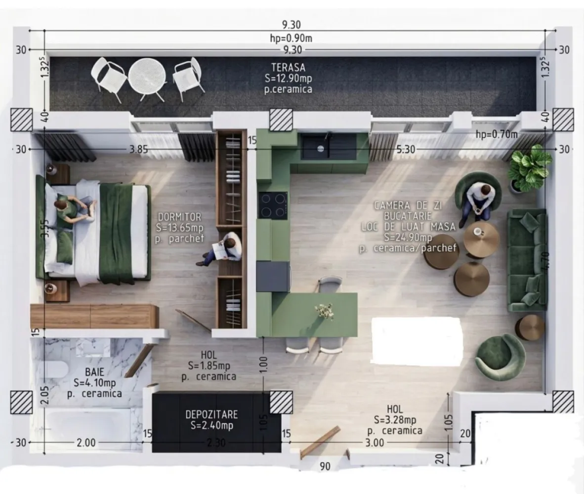Apartament cochet la etajul 1, într-o zonă liniștită și verde - Se oferă spre vânzare un apartament primitor, situat la etajul 1 al unui imobil constructie noua , amplasat într-o zonă deosebit de liniștită, înconjurată de multă verdeață – ideal pentru cei care își doresc confort și relaxare departe de agitația orașului.

Locuința este bine compartimentată și oferă un spațiu luminos și aerisit, perfect pentru un stil de viață modern. Zona este apreciată pentru liniștea sa, accesul facil către puncte de interes și apropierea de natură, fiind potrivită atât pentru locuit, cât și ca investiție.

Avantaje:
– Etaj 1 – acces facil și confort sporit

– Suprafata utila 50,10 mp , suprafata construita 58,10 mp

– Compartimentare eficientă , format din :, hol , living cu bucatarie , baie , 1 dormitor , terasa in suprafata de 12, 90 mp
– Luminozitate naturală foarte bună
– Ideal pentru cupluri sau persoane care caută liniște

Pret vanzare : 1250 euro / mp , plus TVA

Se poate achizitiona separat loc de parcare la pretul de 7500 Euro .

Pentru mai multe detalii sau programarea unei vizionări, nu ezitați să mă contactați!