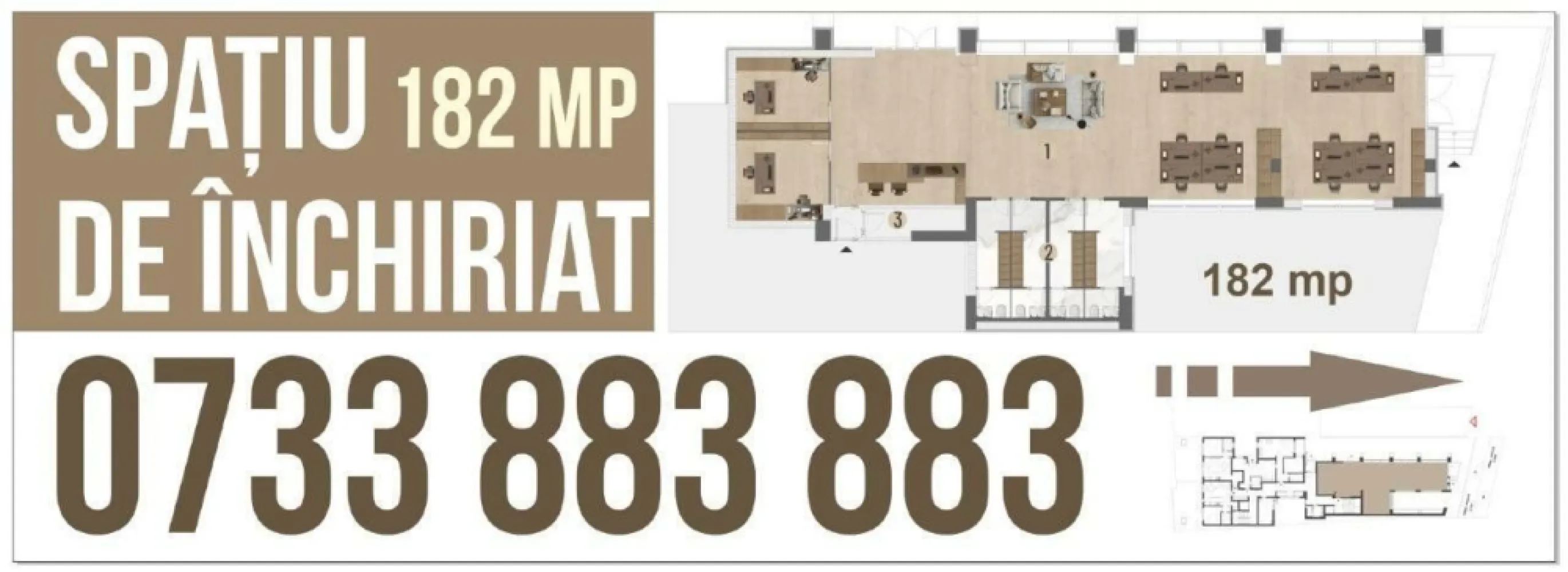 spatiu de inchiriat - Spatiu de inchiriat ( 182 metri patrati) ,propietar persoana fizica, stradal( str. Sirenelor) , in apropiere de Hotel Marriott , pretabil pentru: farmacie, cabinet avocatura , notariat, cabinete medicale,reprezentanta etc. intr-un bloc nou. In prezent este neamenajat oferind chiriasului posibilitatea de a personaliza amenajarea spatiului pentru cerintele sale Nu colaboram cu agentii imobiliare sau site-uri de promovare. PRET 3200 EURO/luna Telefon: