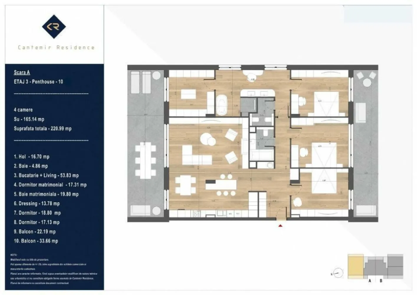 Penthouse 5 camere*parcare subterana*TVA inclus*Cantemir Residence