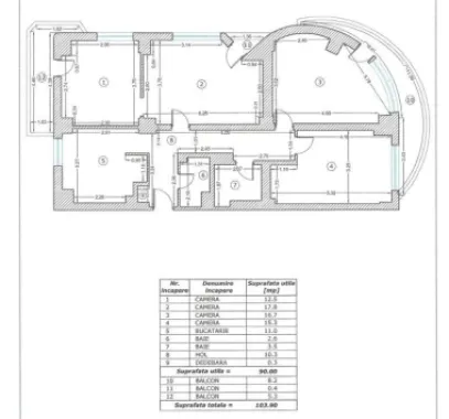 Universitate bloc 1980 - 4 camere lux