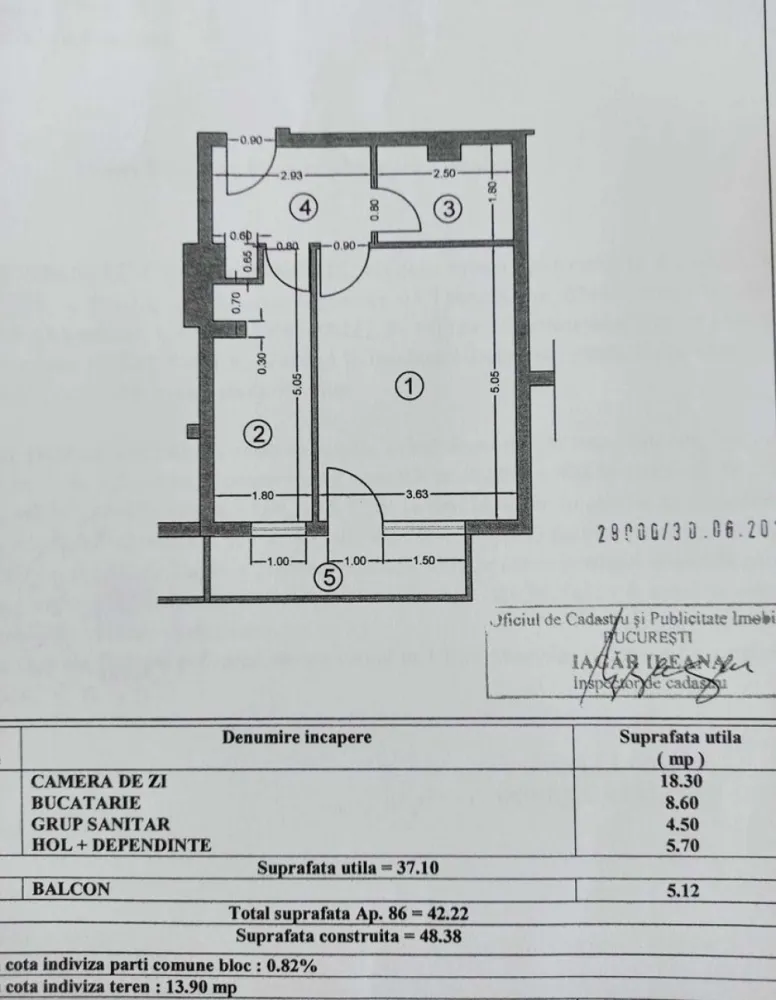 Garsoniera ANL Brâncuși lângă Centrul medical Brâncuși 42mp Etaj1/4
