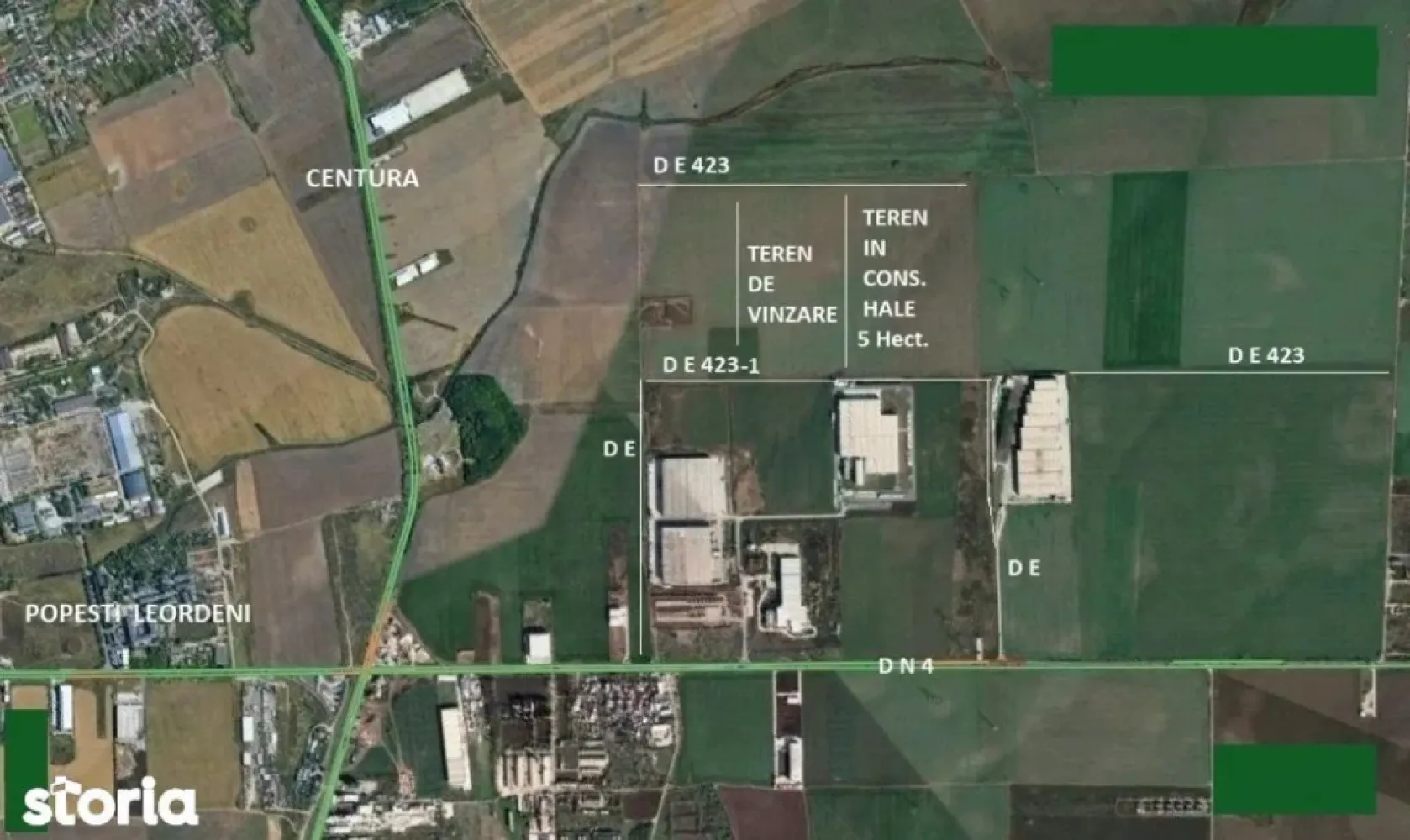 BRASADAS vinde teren 4.5h Popesti Leordeni A0 - DN4 - JUMBO. - Agentia BRASADAS vinde teren industrial in zona industriala Popesti-Leordeni la intersecția centurii A0 cu DN4 langa Depozitul Jumbo si Mega Image. Terenul este in lot compact de 45.000mp si dezmembrat in 5 loturi a cate 9.000mp, fiecare cu deschidere de 15ml(600ml adancime). Frontul total este de 5 ori 15ml adică 75ml. Se vând 3, 4 sau toate cele 5 loturi. Terenurile au cadastru și sunt intabulate separat. Se pretează pentru construcții de hale pentru depozitare. Utilități în zona. Pentru mai multe oferte accesați www.brasadas.com.
