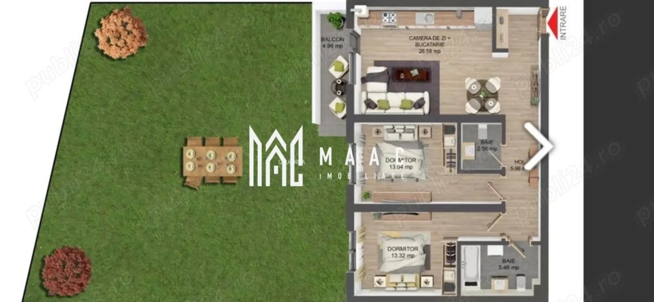 Apartament 3 camere | Gradina | 109 MP | Parcare | Selimbar - MAAC Imobiliare va prezinta un apartament cu 3 camere in Șelimbăr. Caracteristici: Suprafață utilă: 70 mp Construcție nouă, finalizată în 2020 Conectat excelent la oraș: doar 10 minute până la Promenada Mall Sibiu În apropiere de școli, magazine, transport public și spații verzi Grădină privată cu suprafață de 109 mp Sistem automat de irigație Robot de tuns iarba inclus Se vinde complet mobilat și utilat Centrală termică proprie, aer condiționat și filtru de apă Loc de parcare inclus în preț. Pentru mai multe detalii precizati telefonic ca ati vazut anuntul cu ID: CP2681465 }}