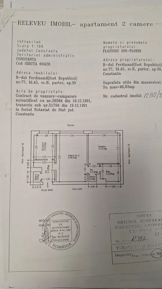 Apartament la Constanta 500 m de plajă ideal ptr locuit,închiriat sau cabinet