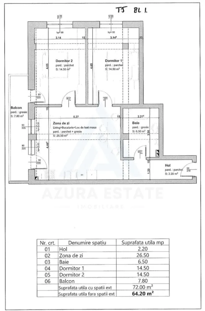 Apartament constructie premium 3 camere 64.2 mp utili etaj 1 Selimbar