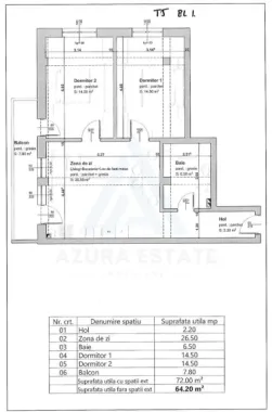 Apartament constructie premium 3 camere 64.2 mp utili etaj 1 Selimbar
