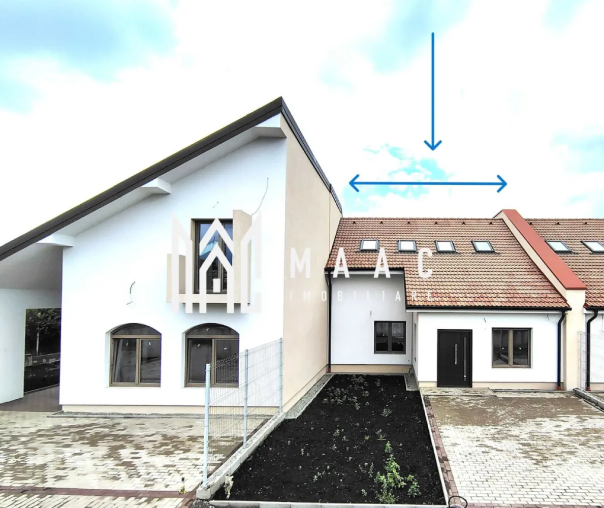 Casa Rezidentiala |5 Camere | Parcare |Sura Mica - MACC IMOBILIARE vă oferă spre vânzare Casa C2 este o locuință cuplată tip P+M, ideală pentru o familie care caută echilibru între spațiu, confort și intimitate. - Teren total: 328,93 mp - Amprentă la sol: 113,08 mp - Teren liber: ~119,5 mp - 2 locuri de parcare pavate în curte (față) -Zonă BBQ pavata în curtea din spate - Acces pe drum privat propriu - Front stradal: 9,8 m Compartimentare interioară – 156,29 mp utili: Parter: Hol – 14,89 mp Cameră de zi – 39,85 mp Bucătărie – 10,57 mp (open-space cu livingul) Cameră – 16,5 mp Baie – 6,71 mp Scară interioară de acces mansardă Mansardă: Hol – 17,26 mp Baie – 5,08 mp Birou – 10,17 mp Dormitor 1 – 17,14 mp Dormitor 2 – 18,12 mp Înălțime utilă etaj: de la 1,69 m la 3,10 m Caracteristici și dotări – Casa C2, construcție nouă 2025, semifinisată: Centrală termică pe gaz Ferroli Încălzire în pardoseală Viega la parter Radiatoare de aluminiu la mansardă Instalații electrice complete (curenți tari și slabi, tablou electric trifazic) Instalație sanitară completă (fără obiecte sanitare) Infrastructură pentru termostate Ușă metalică la intrare Tâmplărie termoizolantă Salamander (7 camere), geamuri mari, triplu vitraj (3 foi sticlă, garnituri izolante, Low-E), feronerie Roto - Pereți tencuiți, șapă mecanizată - Fațade cu tencuială decorativă - Acoperiș din țiglă ceramică - Scări din beton - Terasă acoperită și pavata Contoare individuale montate la limita proprietății (apă, gaz, electricitate) -Rețea electrică nouă + post de transformare propriu -Împrejmuire individuală – intimitate față de vecini Avantaje cheie: - Compartimentare modernă și funcțională - Lumină naturală din abundență - Intimitate și confort optim pentru o familie - Acces rapid spre orașul Sibiu Finalizare în 2025 – livrare semifinisată, pregătită pentru personalizarea finisajelor }}
