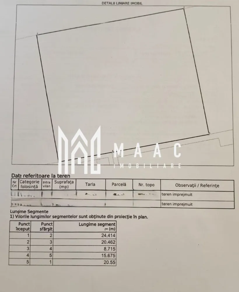 Ofertă Teren 500mp I Utilități I Investiție I Șelimbăr - MAAC Imobiliare vă propune spre vânzare un teren intravilan generos de 500 mp, situat într-o zonă foarte bine cotată din localitatea Șelimbăr – ideal pentru construcția unei case personale. Caracteristici cheie: Suprafață: 500 mp Formă: dreptunghiulară Front stradal: 24 mp Împrejmuit pe 3 laturi, oferind intimitate și siguranță Stradă privată, cu acces ușor Toate utilitățile (apă, gaz, curent, canalizare) sunt încadrate în proprietate. Context urban: Amplasat într-o zonă rezidențială în dezvoltare, înconjurat de locuințe moderne. Terenul este pretabil atât pentru investitori, cât și pentru persoane fizice care doresc să construiască o locuință într-un cadru urban liniștit, dar foarte bine conectat. Șelimbăr este una dintre cele mai căutate zone din Sibiu, cu dezvoltări continue, infrastructură modernă și acces facil către oraș. Nu rata această șansă unică de a deține un teren valoros într-unul dintre cele mai promițătoare cartiere ale Sibiului. Terenul este pregătit să devină fundația unei noi construcții sau a unei investiții de viitor. Contactează-ne acum pentru detalii și programarea unei vizionări, specificând ID CP2611617. }}
