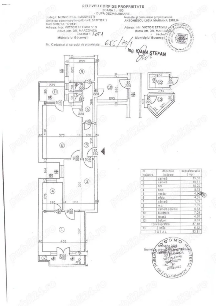 ap 4 cam - Cismigiu - De vanzare apartament 4 camere la intrarea in parcul Cismigiu (intrarea Victor Eftimiu 9), etajul 5 8
Suprafata utila 93.31mp (din care 6.12mp boxa situata la subsol)
Blocul are centrala termica proprie.
Imobil construit in 1936, consolidat in 1978.
Imobilul este incadrat in clasa RS1, inclus in programul de consolidare prin PNRR (estimat incepe lucrari consolidare 2024)
A FOST APROBATA DE CATRE PBM SUBVENTIONAREA a 70% DIN COSTUL CONSOLIDARII.
PROPRIETARII VOR PLATI DOAR 30%, ESALONAT 15 ANI, FARA DOBANDA