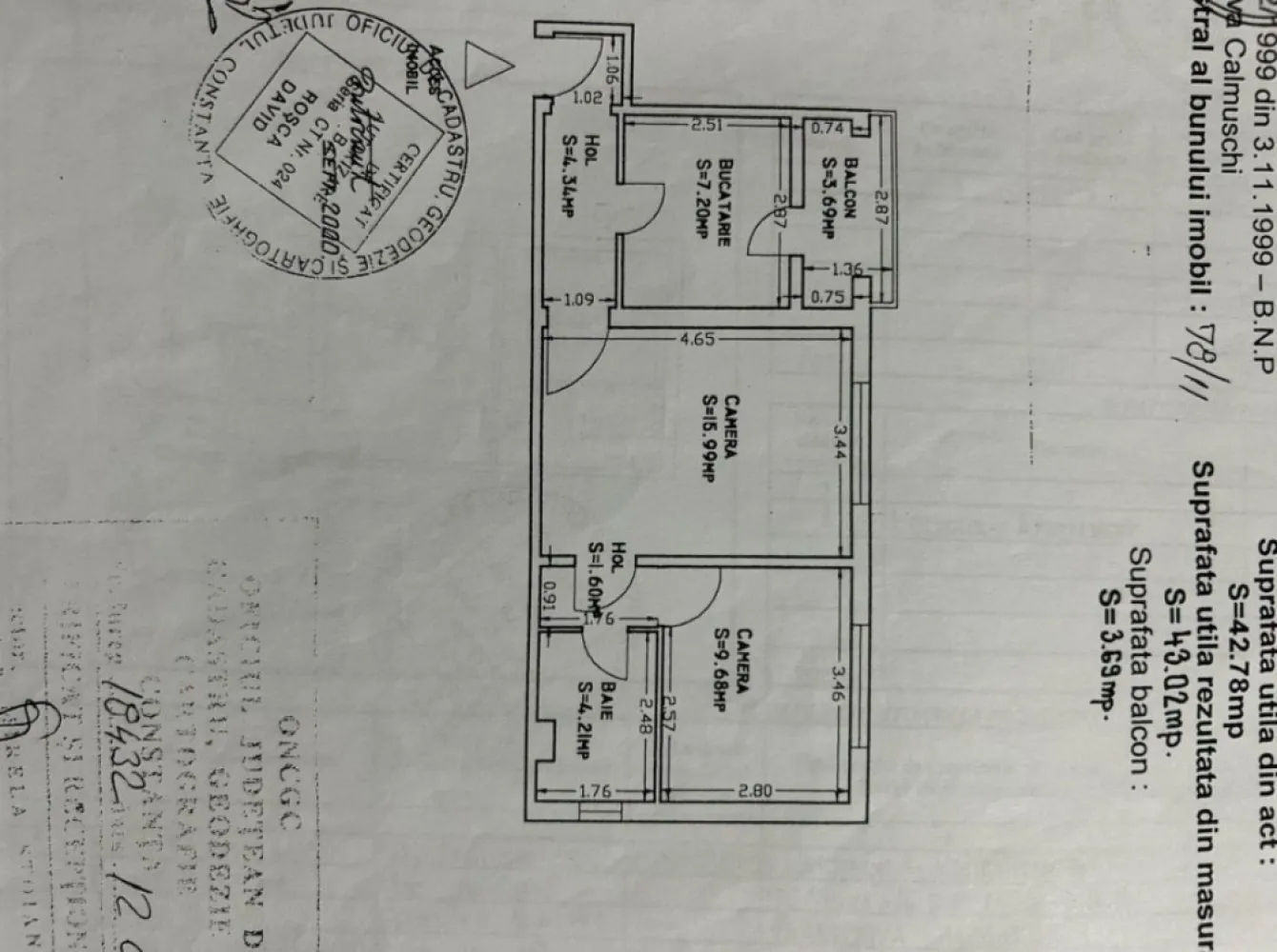 Vand apartament 2 camere zona Eden - Persoana fizica vand apartament 2 camere semidecomandat Etaj 2. Apartamentul are centrala pe gaze, izolatie exterioara si se afla pe strada Dionisie cel Mic nr 60 Zona Eden
Aparatamentul are 43m2+Balcon 3,69m2