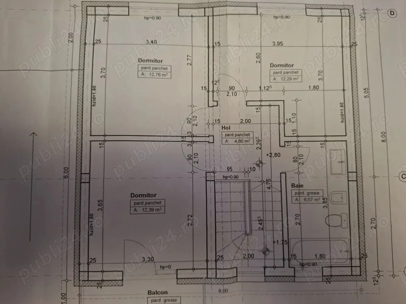 Vand casa tip P+M Martinesti - De vanzare casa cu mansarda constructie noua in zona Martinesti.

Suprafata construita de 128mp, utila 105mp+

Terasa acoperita 12,5mp + Balcon 3mp + Parcare acoperita 21mp

Teren 4,44 ari

Parter: compus din living cu bucatarie open space cu iesire in terasa, hol, baie, camara.

Mansarda: 3 camere, balcon, hol, baie

Utilitati: apa, gaz, curent trifazic, centrala, incalzire in pardoseala

Izolatie acoperis cu spuma poliuretanica de 15cm

Stadiu de predare: semifinisat,gard,intrare si parcare betonata

Pret: 124000 Euro