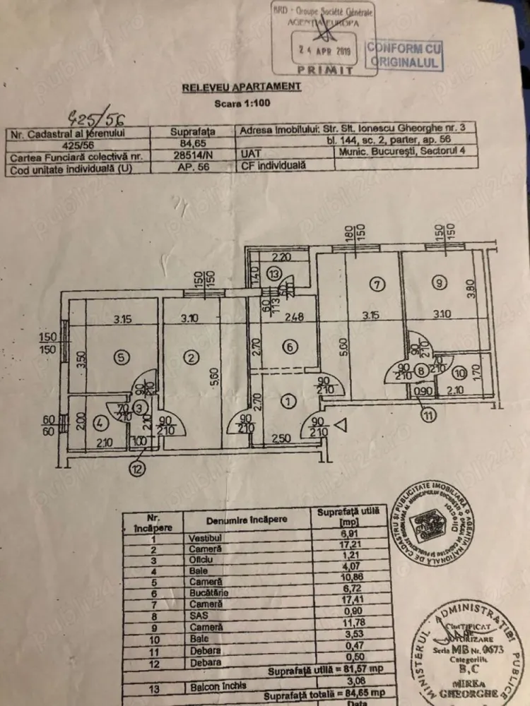 apartament 4 camere - apartamentul este inchiriat se preluiaza contractul sau se anunta din timp si se elibereaza .