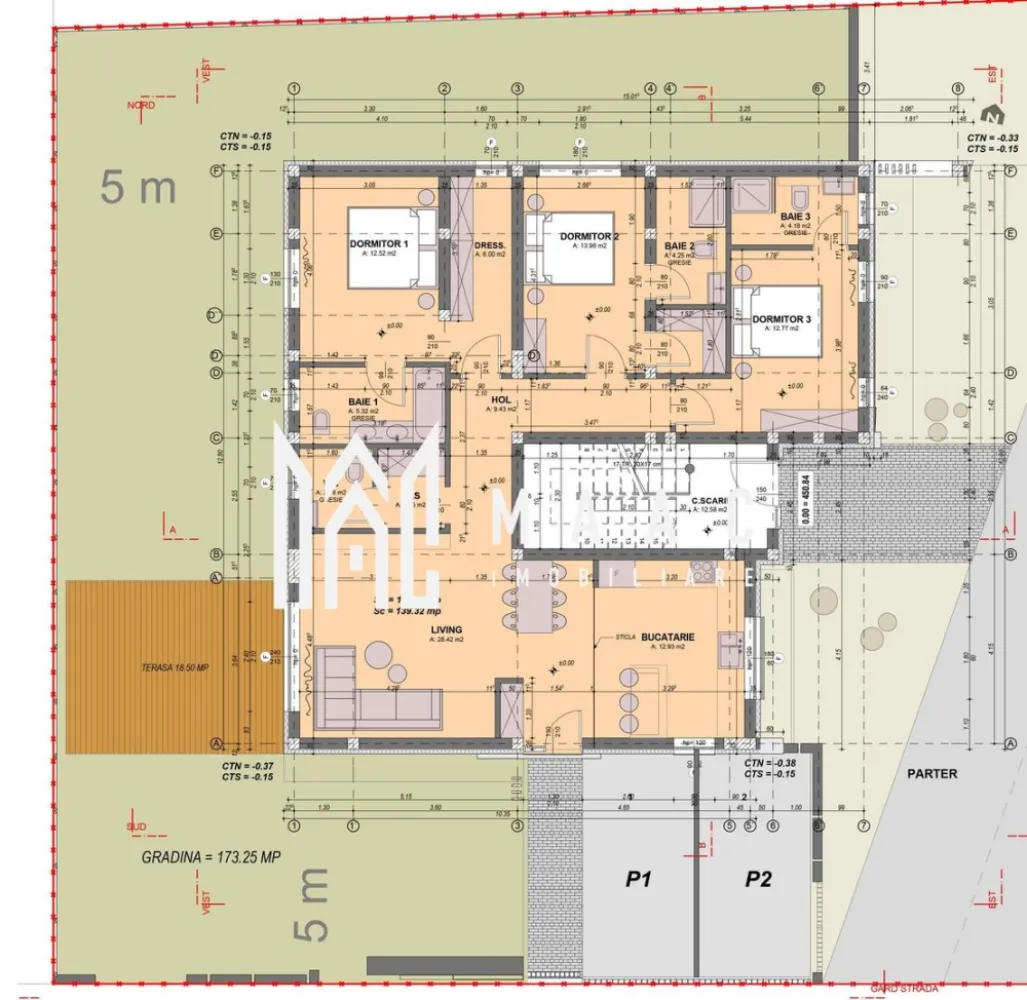 Apartament 4 camere I curte 173 mp I 4 băi I predare la cheie I Comision ZERO