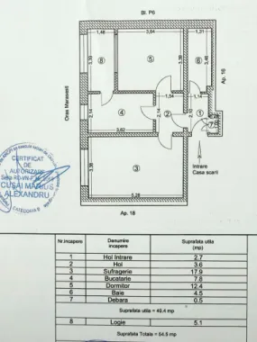 Apartament cu 2 camere - vanzare - Marasesti, jud. Vrancea
