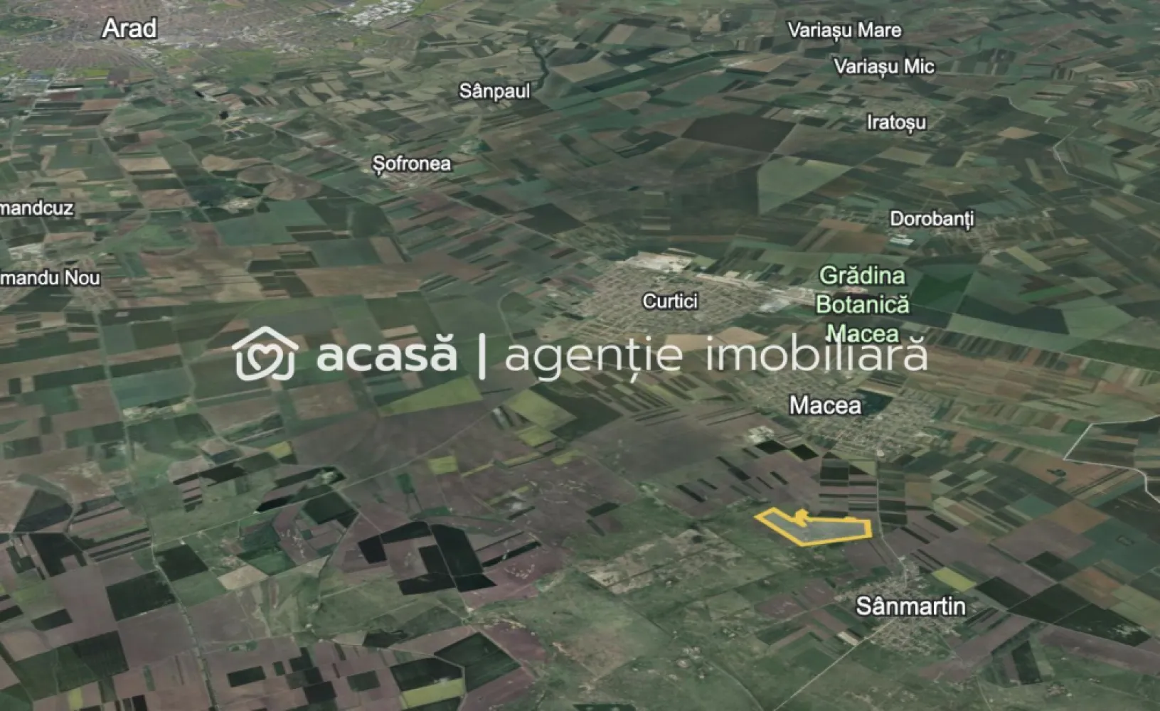 Teren 42 ha pentru parc fotovoltaic – Macea, Arad - Se oferă spre vânzare un teren extravilan, cu categoria de folosință pașune, situat în Comuna Macea, Județul Arad, ideal pentru dezvoltarea unui proiect de energie regenerabilă de mare anvergură, precum un parc fotovoltaic.

Caracteristicile proprietății includ:

-Suprafață totală: 424,700 mp, teren compact și plan, potrivit pentru proiecte de energie solară
-Locație: La 27 km de Arad, cu acces facil la DJ 709B, oferind o poziționare strategică pentru transport și infrastructură
-Infrastructură: Proximitatea față de liniile electrice de tensiune medie oferă posibilitatea de racordare la rețeaua electrică
-Topografie: Terenul este lipsit de vegetație semnificativă, pregătit pentru dezvoltare imediată

Prețul de achiziție este de 1.274.100 euro + TVA (21%), cu aplicarea măsurilor simplificate de TVA. 

Terenul poate fi închiriat pe termen lung în aceleași condiții avantajoase, pentru dezvoltarea unui parc fotovoltaic.

Pentru detalii suplimentare sau pentru a programa o vizionare, contactați 0721356746 FLORIN MOȘ

Cod anunț: CP1964859