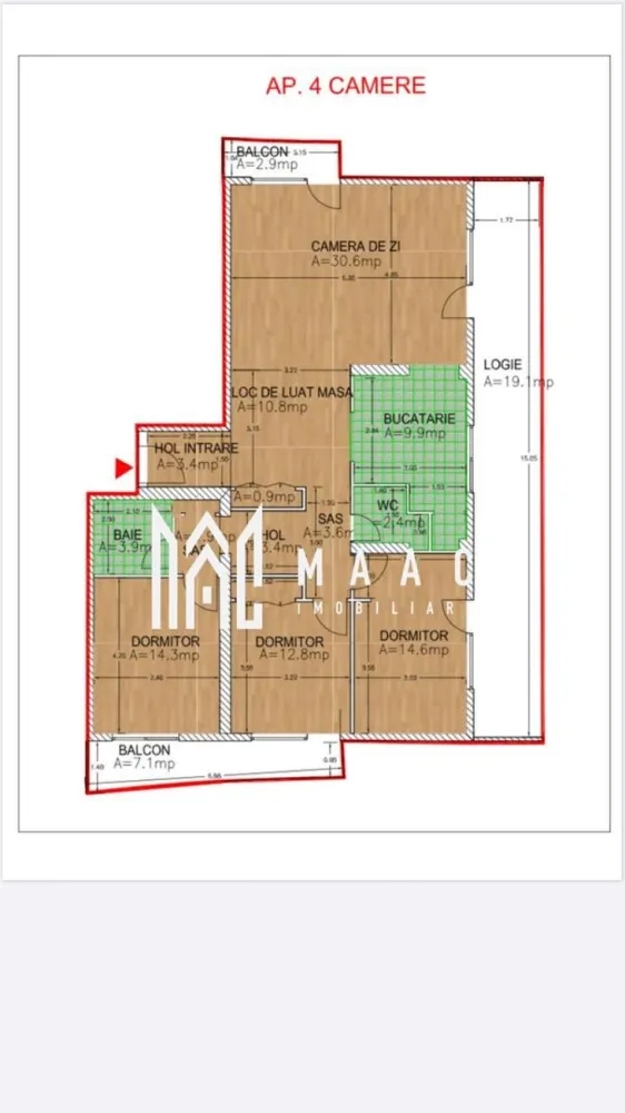 Apartament 4 camere I Nou I Decomandat I Balcon I Hipodrom - MAAC Imobiliare vă propune pentru achizișie acest apartament cu 4 camere care se remarcă printr-o compartimentare optimă, oferind atât intimitate, cât și spații generoase pentru socializare. Zona de zi cuprinde un living generos de 30.6 mp, conectat cu locul de luat masa și bucătăria separată, pentru un plus de funcționalitate. Cele 3 dormitoare sunt bine dimensionate, oferind confort și lumină naturală. 2 băi, plus un WC separat, asigură practicabilitate, iar spațiile de depozitare și holurile largi facilitează circulația. Dotările de calitate includ: ✅ Ușă metalică antiefracție Porta-Doors pentru siguranță maximă ✅ Tâmplărie PVC cu 7 camere și geam termopan LOW-E pentru izolare termică și fonică optimă ✅ Instalație termică cu centrală proprie, calorifere din oțel și distribuție eficientă ✅ Pereți interiori tencuiți, gletuiți și zugrăviți într-o nuanță modernă ✅ Instalații electrice de calitate, prize și întrerupătoare Schneider Sedna ✅ Balcon generos, finisat cu parapet elegant și gresie antiderapantă. Construcția beneficiază de spații comune interioare finisate, cu scări placate cu granit, balustrade din țeavă rectangulară și plafoniere cu senzori de mișcare pentru un plus de confort. Accesul este securizat, iar clădirea este dotată cu trei ascensoare electrice de ultimă generație, cu funcționare silențioasă. Spațiile exterioare sunt iluminate inteligent, iar curtea interioară va fi amenajată cu loc de joacă privat, dotat cu nisip, tobogan, leagăne și bănci, oferind un mediu sigur și plăcut pentru cei mici. În plus, imobilul dispune de locuri de parcare supraterane și subterane. Pentru confort maxim, apartamentul poate fi predat complet finisat, cu gresie, faianță, parchet, obiecte sanitare și uși de interior, toate alese în funcție de preferințele dumneavoastră, în limita unui buget prestabilit. Această locuință reprezintă alegerea ideală pentru cei care își doresc calitate, siguranță și un spațiu modern, pregătit să devină „acasă”. 📍 Nu ratați această oportunitate! Contactați-ne pentru detalii și vizionări, specificând ID CP2500299. }}