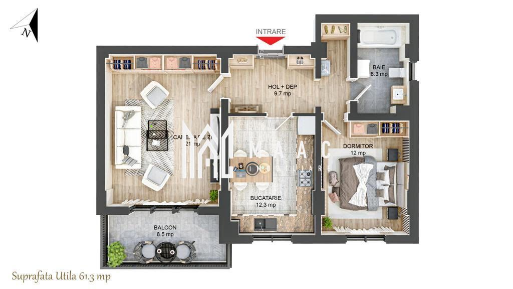 Apartament nou 2 camere I La cheie I 61 + 9 mp I Hipodrom