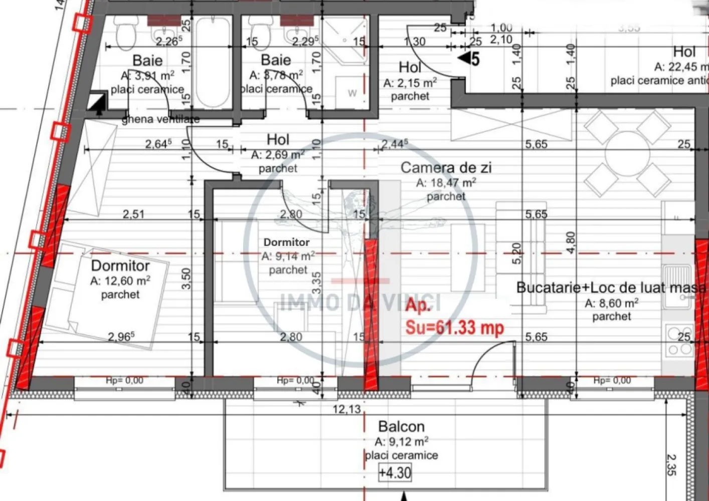 Apartament cu 3 camere, elegant și luminos – 62 mp + 10 mp balcon