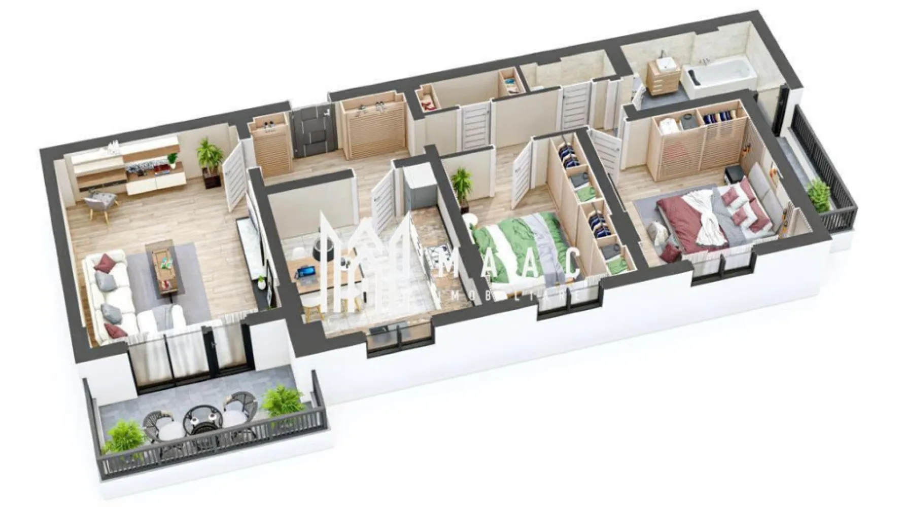 Apartament la cheie I 3 camere I 82 mpu + 13 mp I Hipodrom