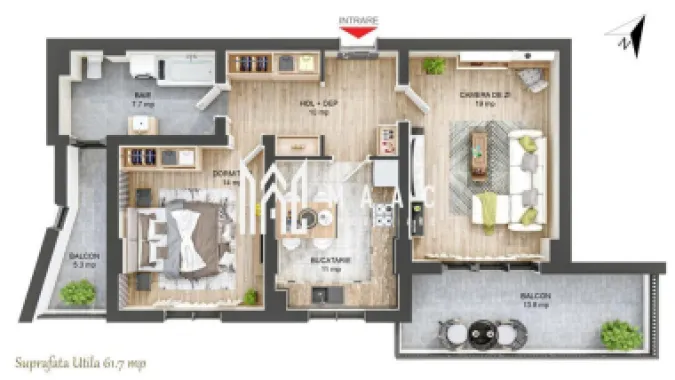Apartament nou 2 camere I La cheie I 63 + 20 mp I Hipodrom