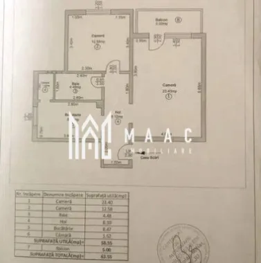 Apartament 2 Camere I 59 MPU I Decomandat I Balcon I Central