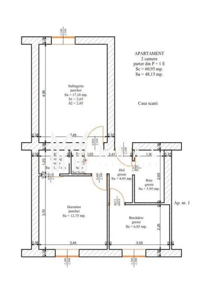 Apartament 2 camere | Parter | Decomandat | 48 MP | Turnisor