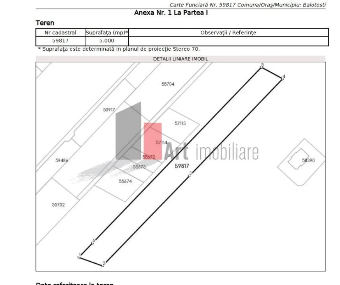 SUPER PRET - 5000 mp la 25 euro mp-Balotesti - urbanism P+2 - Va prezentam un teren intravilan de 5000 mp in sat Dumbraveni, comuna Balotesti. - CEL MAI MIC PRET PE MP !!!
Se afla la nici 4 km atat de Therme cat si de Edenland.

Terenul este perfect pentru cei ce doresc sa construiasca case individuale sau duplexuri, zona fiind una ce s-a dezvolat foarte mult in ultimii ani.
Are deschidere de 22 mp la Str. Erou Voicu Nicolae.

Pentru detalii va stam la dispozitie.