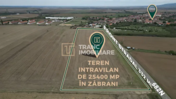 Teren intravilan de 25400 mp cu potențial excepțional pentru investiție în Zăbra