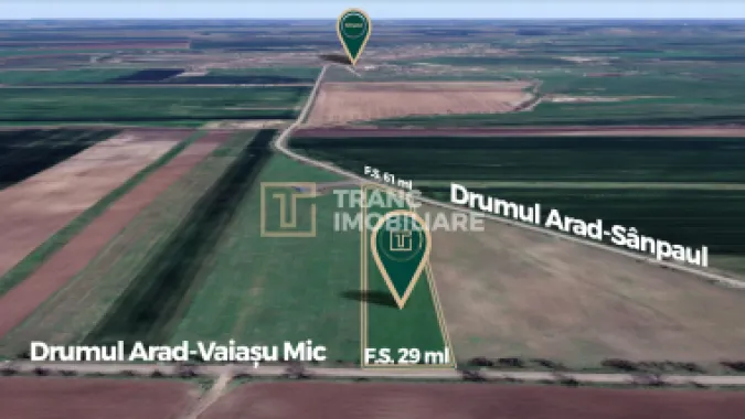 Teren strategic de 45115 mp, lângă viitorul nod al Drumului Expres Arad-Oradea