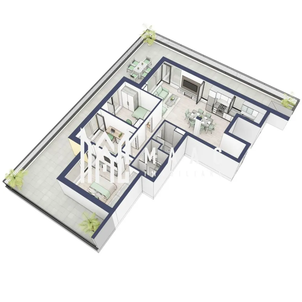 Penthouse 3 camere | Etaj 4 | Balcon 107.2 mp | Turnisor - MAAC Imobiliare are plăcerea de a vă prezenta o oportunitate excepțională de a achiziționa un apartament modern, situat la etajul 4, cu o suprafață totală de 188.2 m², amplasat în noul ansamblu rezidențial GreenHill, zona Turnișor. Acest ansamblu rezidențial, cu intabularea în vara 2026, oferă locuințe de înaltă calitate și facilități premium, proiectate pentru a satisface cele mai exigente cerințe. Detalii Apartament: Suprafața Totală: 188.2 m² Compartimentare: Bucatarie + Living - 39,6 m² Dormitor - 13,4 m² Dormitor 2 - 13 m² Baie - 3,9 m² Baie 2 (WC) - 3,5 m² Hol - 7,7 m² Suprafata balcon - 107,2 m² Caracteristici și Dotări: Preț cu TVA 19% inclus: € 267.750 Apartamentul se vinde în stadiul de "la alb". Facilități Premium: Boxă la subsol: Spațiu suplimentar de depozitare pentru confortul dvs. Rulouri electrice la dormitoare: Confort sporit și intimitate. Încălzire în pardoseală: Eficiență termică și confort maxim. Lift: Acces facil și rapid la etaje. Terasa: Spațiu exterior generos pentru relaxare. Baie cu cadă: Design modern și funcționalitate. Descriere Ansamblu Rezidențial: GreenHill este un ansamblu rezidențial de lux, situat într-o zonă liniștită și accesibilă din Turnișor. Proiectul a fost conceput pentru a oferi locatarilor un stil de viață modern și confortabil, punând accent pe calitate, design și funcționalitate. Cu o gamă variată de facilități și dotări premium, GreenHill reprezintă alegerea ideală pentru cei care doresc să se bucure de un cămin primitor și elegant. Apartamentele vor fi intabulate in vara 2026 si se vor preda in toamna anului 2026. Pentru Mai Multe Informații și Vizionări Nu ratați ocazia de a deveni proprietarul acestui apartament deosebit! Pentru mai multe detalii și programări pentru vizionări, vă rugăm să contactați agenții noștri de la MAAC Imobiliare. Suntem aici pentru a vă oferi toate informațiile de care aveți nevoie și pentru a vă ghida în procesul de achiziție. Pentru mai multe detalii, precizati telefonic ca ati vizionat anuntul cu ID: CP2287183. MAAC Imobiliare - Partenerul Dumneavoastră de Încredere în Imobiliare. }}