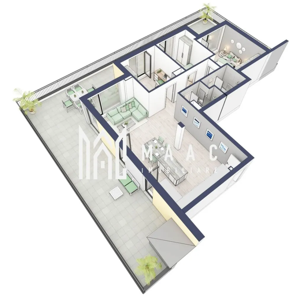 Penthouse 3 camere | Etaj 4 | Terasa 108 mp | Turnisor - MAAC Imobiliare are plăcerea de a vă prezenta o oportunitate excepțională de a achiziționa un apartament modern, situat la etajul 4, cu o suprafață totală de 193.4 m², amplasat în noul ansamblu rezidențial GreenHill, zona Turnișor. Acest ansamblu rezidențial, cu intabularea în vara 2026, oferă locuințe de înaltă calitate și facilități premium, proiectate pentru a satisface cele mai exigente cerințe. Detalii Apartament: Suprafața Totală: 193.4 m² Compartimentare: Bucatarie + Living - 35,6 m² Dormitor - 13,1 m² Dormitor 2 - 10,3 m² Baie - 4,0 m² Baie 2 (WC) - 3,5 m² Hol - 5,5 + 4,3 m² Suprafata balcon - 108 m² Caracteristici și Dotări: Preț cu TVA 19% inclus: € 279.650 Apartamentul se vinde în stadiul de "la alb avansat". Facilități Premium: Boxă la subsol: Spațiu suplimentar de depozitare pentru confortul dvs. Rulouri electrice la dormitoare: Confort sporit și intimitate. Încălzire în pardoseală: Eficiență termică și confort maxim. Lift: Acces facil și rapid la etaje. Terasa: Spațiu exterior generos pentru relaxare. Baie cu cadă: Design modern și funcționalitate. Descriere Ansamblu Rezidențial: GreenHill este un ansamblu rezidențial de lux, situat într-o zonă liniștită și accesibilă din Turnișor. Proiectul a fost conceput pentru a oferi locatarilor un stil de viață modern și confortabil, punând accent pe calitate, design și funcționalitate. Cu o gamă variată de facilități și dotări premium, GreenHill reprezintă alegerea ideală pentru cei care doresc să se bucure de un cămin primitor și elegant. Apartamentele vor fi intabulate in vara 2026 si se vor preda in toamna anului 2026. Pentru Mai Multe Informații și Vizionări Nu ratați ocazia de a deveni proprietarul acestui apartament deosebit! Pentru mai multe detalii și programări pentru vizionări, vă rugăm să contactați agenții noștri de la MAAC Imobiliare. Suntem aici pentru a vă oferi toate informațiile de care aveți nevoie și pentru a vă ghida în procesul de achiziție. Pentru mai multe detalii, precizati telefonic ca ati vizionat anuntul cu ID: CP2287172. MAAC Imobiliare - Partenerul Dumneavoastră de Încredere în Imobiliare. }}