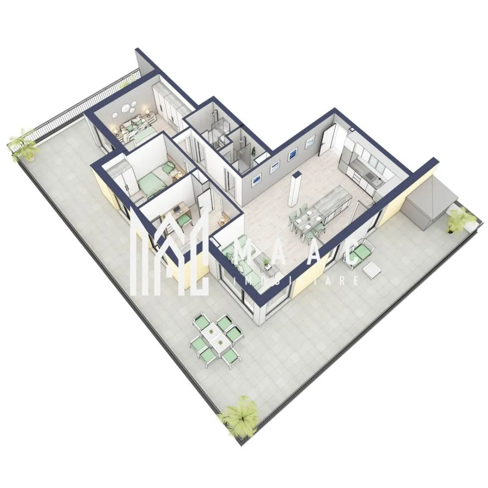 Penthouse 3 camere | Etaj 4 | Terasa 108 mp | Turnisor - MAAC Imobiliare are plăcerea de a vă prezenta o oportunitate excepțională de a achiziționa un apartament modern, situat la etajul 4, cu o suprafață totală de 193.4 m², amplasat în noul ansamblu rezidențial GreenHill, zona Turnișor. Acest ansamblu rezidențial, cu intabularea în vara 2026, oferă locuințe de înaltă calitate și facilități premium, proiectate pentru a satisface cele mai exigente cerințe. Detalii Apartament: Suprafața Totală: 193.4 m² Compartimentare: Bucatarie + Living - 35,6 m² Dormitor - 13,1 m² Dormitor 2 - 10,3 m² Baie - 4,0 m² Baie 2 (WC) - 3,5 m² Hol - 5,5 + 4,3 m² Suprafata balcon - 108 m² Caracteristici și Dotări: Preț cu TVA 19% inclus: € 279.650 Apartamentul se vinde în stadiul de "la alb avansat". Facilități Premium: Boxă la subsol: Spațiu suplimentar de depozitare pentru confortul dvs. Rulouri electrice la dormitoare: Confort sporit și intimitate. Încălzire în pardoseală: Eficiență termică și confort maxim. Lift: Acces facil și rapid la etaje. Terasa: Spațiu exterior generos pentru relaxare. Baie cu cadă: Design modern și funcționalitate. Descriere Ansamblu Rezidențial: GreenHill este un ansamblu rezidențial de lux, situat într-o zonă liniștită și accesibilă din Turnișor. Proiectul a fost conceput pentru a oferi locatarilor un stil de viață modern și confortabil, punând accent pe calitate, design și funcționalitate. Cu o gamă variată de facilități și dotări premium, GreenHill reprezintă alegerea ideală pentru cei care doresc să se bucure de un cămin primitor și elegant. Apartamentele vor fi intabulate in vara 2026 si se vor preda in toamna anului 2026. Pentru Mai Multe Informații și Vizionări Nu ratați ocazia de a deveni proprietarul acestui apartament deosebit! Pentru mai multe detalii și programări pentru vizionări, vă rugăm să contactați agenții noștri de la MAAC Imobiliare. Suntem aici pentru a vă oferi toate informațiile de care aveți nevoie și pentru a vă ghida în procesul de achiziție. Pentru mai multe detalii, precizati telefonic ca ati vizionat anuntul cu ID: CP2287172. MAAC Imobiliare - Partenerul Dumneavoastră de Încredere în Imobiliare. }}