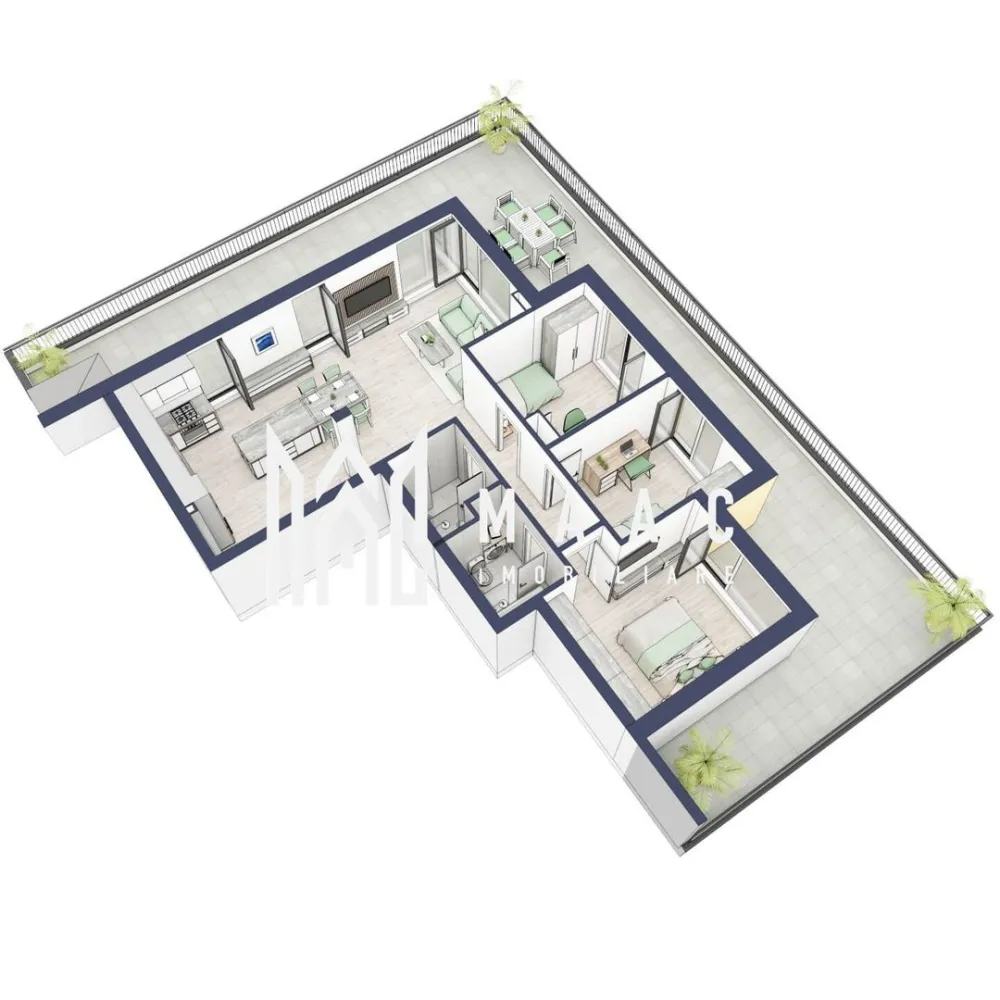 Penthouse 3 camere | Etaj 4 | Terasa 108 mp | Turnisor - MAAC Imobiliare are plăcerea de a vă prezenta o oportunitate excepțională de a achiziționa un apartament modern, situat la etajul 4, cu o suprafață totală de 193.4 m², amplasat în noul ansamblu rezidențial GreenHill, zona Turnișor. Acest ansamblu rezidențial, cu intabularea în vara 2026, oferă locuințe de înaltă calitate și facilități premium, proiectate pentru a satisface cele mai exigente cerințe. Detalii Apartament: Suprafața Totală: 193.4 m² Compartimentare: Bucatarie + Living - 35,6 m² Dormitor - 13,1 m² Dormitor 2 - 10,3 m² Baie - 4,0 m² Baie 2 (WC) - 3,5 m² Hol - 5,5 + 4,3 m² Suprafata balcon - 108 m² Caracteristici și Dotări: Preț cu TVA 19% inclus: € 279.650 Apartamentul se vinde în stadiul de "la alb avansat". Facilități Premium: Boxă la subsol: Spațiu suplimentar de depozitare pentru confortul dvs. Rulouri electrice la dormitoare: Confort sporit și intimitate. Încălzire în pardoseală: Eficiență termică și confort maxim. Lift: Acces facil și rapid la etaje. Terasa: Spațiu exterior generos pentru relaxare. Baie cu cadă: Design modern și funcționalitate. Descriere Ansamblu Rezidențial: GreenHill este un ansamblu rezidențial de lux, situat într-o zonă liniștită și accesibilă din Turnișor. Proiectul a fost conceput pentru a oferi locatarilor un stil de viață modern și confortabil, punând accent pe calitate, design și funcționalitate. Cu o gamă variată de facilități și dotări premium, GreenHill reprezintă alegerea ideală pentru cei care doresc să se bucure de un cămin primitor și elegant. Apartamentele vor fi intabulate in vara 2026 si se vor preda in toamna anului 2026. Pentru Mai Multe Informații și Vizionări Nu ratați ocazia de a deveni proprietarul acestui apartament deosebit! Pentru mai multe detalii și programări pentru vizionări, vă rugăm să contactați agenții noștri de la MAAC Imobiliare. Suntem aici pentru a vă oferi toate informațiile de care aveți nevoie și pentru a vă ghida în procesul de achiziție. Pentru mai multe detalii, precizati telefonic ca ati vizionat anuntul cu ID: CP2287172. MAAC Imobiliare - Partenerul Dumneavoastră de Încredere în Imobiliare. }}