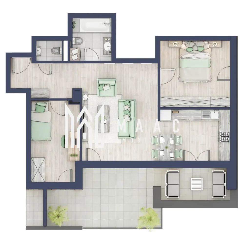 Apartament 3 camere | Balcon 22.2 mp | Etaj 3 | Turnisor - MAAC Imobiliare are plăcerea de a vă prezenta o oportunitate excepțională de a achiziționa un apartament modern, situat la etajul 3, cu o suprafață totală de 88.4 m², amplasat în noul ansamblu rezidențial GreenHill, zona Turnișor. Acest ansamblu rezidențial, cu intabularea în vara 2026, oferă locuințe de înaltă calitate și facilități premium, proiectate pentru a satisface cele mai exigente cerințe. Detalii Apartament: Suprafața Totală: 88.4 m² Compartimentare: Bucatarie + Living - 30,2 m² Dormitor - 12,6 m² Dormitor 2 - 11,0 m² Baie - 4,8 m² Baie 2 (WC) - 1,6 m² Hol - 6,0 m² Suprafata balcon - 22,2 m² Caracteristici și Dotări: Cu 19% TVA: € 177.310 Apartamentul se vinde în stadiul de "la alb". Facilități Premium: Boxă la subsol: Spațiu suplimentar de depozitare pentru confortul dvs. Rulouri electrice la dormitoare: Confort sporit și intimitate. Încălzire în pardoseală: Eficiență termică și confort maxim. Lift: Acces facil și rapid la etaje. Terasa: Spațiu exterior generos pentru relaxare. Baie cu cadă: Design modern și funcționalitate. Descriere Ansamblu Rezidențial GreenHill este un ansamblu rezidențial de lux, situat într-o zonă liniștită și accesibilă din Turnișor. Proiectul a fost conceput pentru a oferi locatarilor un stil de viață modern și confortabil, punând accent pe calitate, design și funcționalitate. Cu o gamă variată de facilități și dotări premium, GreenHill reprezintă alegerea ideală pentru cei care doresc să se bucure de un cămin primitor și elegant. Apartamentele vor fi intabulate in vara 2026 si se vor preda in toamna anului 2026. Pentru Mai Multe Informații și Vizionări Nu ratați ocazia de a deveni proprietarul acestui apartament deosebit! Pentru mai multe detalii și programări pentru vizionări, vă rugăm să contactați agenții noștri de la MAAC Imobiliare. Suntem aici pentru a vă oferi toate informațiile de care aveți nevoie și pentru a vă ghida în procesul de achiziție. Pentru mai multe detalii, precizati telefonic ca ati vizionat anuntul cu ID: CP2287166. MAAC Imobiliare - Partenerul Dumneavoastră de Încredere în Imobiliare. }}