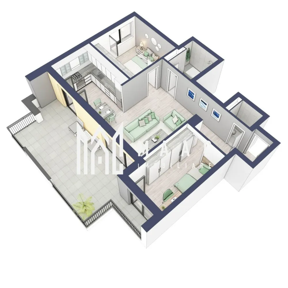 Apartament 3 camere | Balcoane 27.4 mp | Etaj 3 | Turnisor - MAAC Imobiliare are plăcerea de a vă prezenta o oportunitate excepțională de a achiziționa un apartament modern, situat la etajul 3, cu o suprafață totală de 83.9 m², amplasat în noul ansamblu rezidențial GreenHill, zona Turnișor. Acest ansamblu rezidențial, cu intabularea în vara 2026, oferă locuințe de înaltă calitate și facilități premium, proiectate pentru a satisface cele mai exigente cerințe. Detalii Apartament: Suprafața Totală: 83.9 m² Compartimentare: Bucatarie + Living - 29,8 m² Dormitor - 13,1 m² Dormitor 2 - 10,8 m² Baie - 4,9 m² Baie 2 (WC) - 1,6 m² Hol - 6,2 m² Suprafata balcon - 27,4 m² Caracteristici și Dotări: Cu 19% TVA: € 165.410 Apartamentul se vinde în stadiul de "la alb". Facilități Premium: Boxă la subsol: Spațiu suplimentar de depozitare pentru confortul dvs. Rulouri electrice la dormitoare: Confort sporit și intimitate. Încălzire în pardoseală: Eficiență termică și confort maxim. Lift: Acces facil și rapid la etaje. Terasa: Spațiu exterior generos pentru relaxare. Baie cu cadă: Design modern și funcționalitate. Descriere Ansamblu Rezidențial GreenHill este un ansamblu rezidențial de lux, situat într-o zonă liniștită și accesibilă din Turnișor. Proiectul a fost conceput pentru a oferi locatarilor un stil de viață modern și confortabil, punând accent pe calitate, design și funcționalitate. Cu o gamă variată de facilități și dotări premium, GreenHill reprezintă alegerea ideală pentru cei care doresc să se bucure de un cămin primitor și elegant. Apartamentele vor fi intabulate in vara 2026 si se vor preda in toamna anului 2026. Pentru Mai Multe Informații și Vizionări Nu ratați ocazia de a deveni proprietarul acestui apartament deosebit! Pentru mai multe detalii și programări pentru vizionări, vă rugăm să contactați agenții noștri de la MAAC Imobiliare. Suntem aici pentru a vă oferi toate informațiile de care aveți nevoie și pentru a vă ghida în procesul de achiziție. Pentru mai multe detalii, precizati telefonic ca ati vizionat anuntul cu ID: CP2287158. MAAC Imobiliare - Partenerul Dumneavoastră de Încredere în Imobiliare. }}