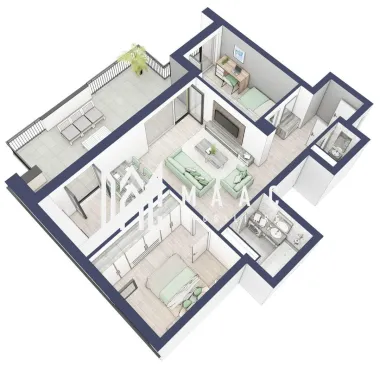 Apartament 3 camere | Balcon 27.3 mp | Etaj 3 | Turnisor