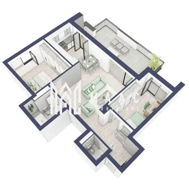 Apartament 3 camere | Balcon 27.3 mp | Etaj 3 | Turnisor